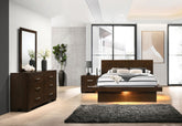 Orleans Furniture - Coaster - Jessica 4-piece Eastern King LED Bedroom Set Cappuccino - 200711KE-S4